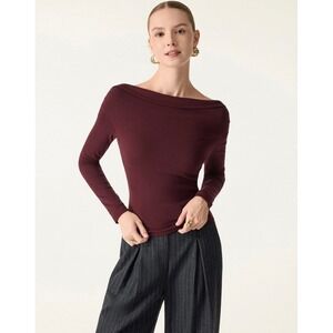 OGL LiteWarm Multi-wear Versatile Necklines Long Sleeve Brami Top Ruby Red S NWT